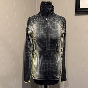 Nike Pro Women Medium Black Green and Gray Utility Jacket Half Zip Geometric